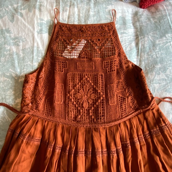 NWT Free People Emily Dress, Crochet, Cooper, Boho - Picture 5 of 12